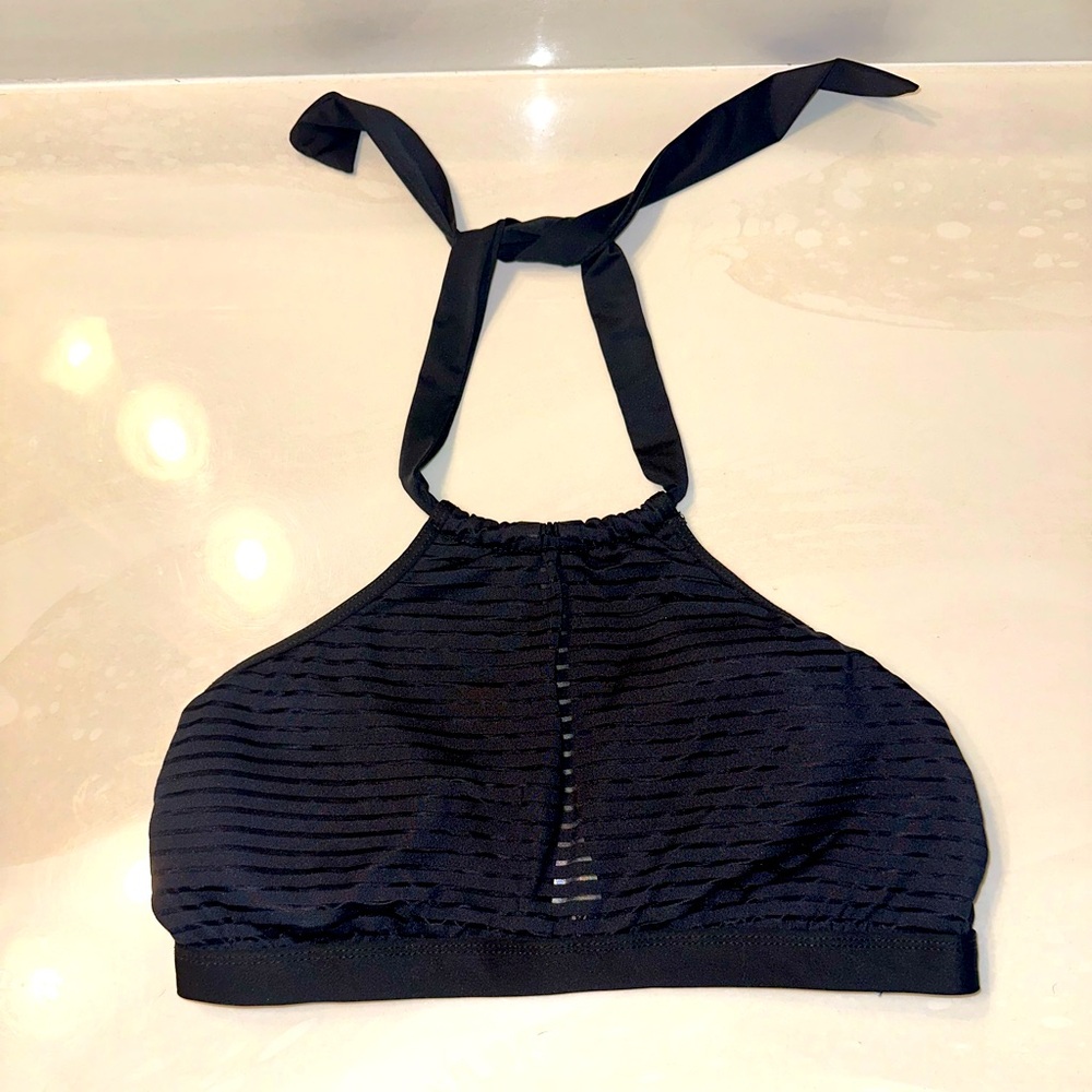 Antonio Melani Black mesh swim halter top size large